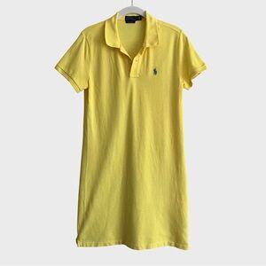 Polo Ralph Lauren The Mesh Mini Dress Pique Knit Polo Yellow Blue Pony Medium